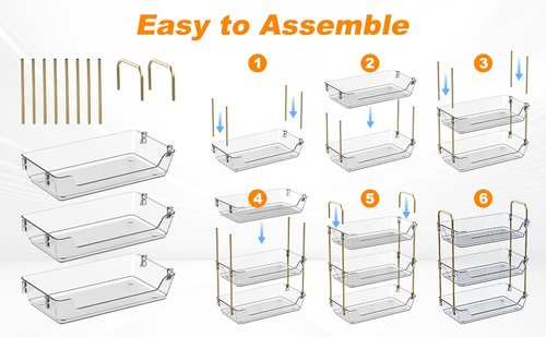 Leoenir 3-Tier Bathroom Organizer Countertop – Makeup, Perfume, and Skincare Storage Tray for Bathroom, Dresser, and Vanity