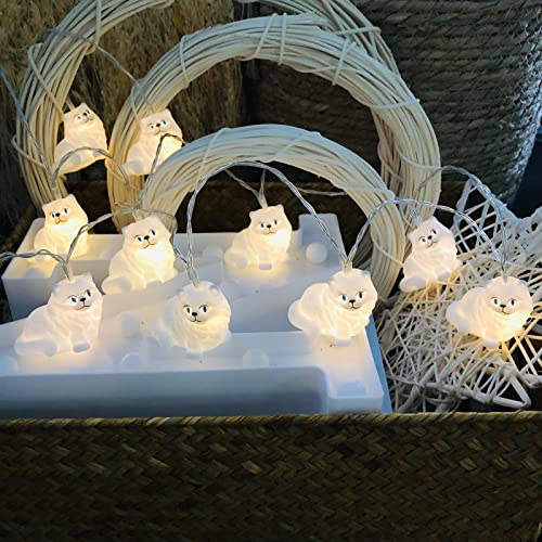 White Persian Cat String Lights 20LED Plug-in Animal Lantern Holiday Decor - Variation of THIS listing