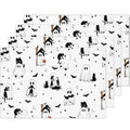 Halloween Farmhouse Placemats Set of 4 - Cats Ghosts Bat Washable Seasonal Table Decor