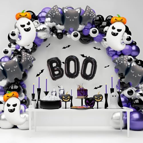 Halloween Balloons Set - Ghost, Pumpkin, Bat Foil Balloons for Party Decorations