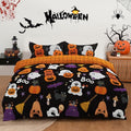Queen Halloween Duvet Cover Set - Reversible Black Ghost Bedding 90x90