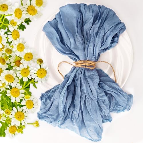 50 Pack Dusty Blue Cheesecloth Napkins 20x20 Inch Rustic Table Decor Set of 50
