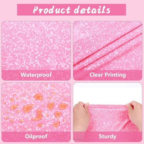 Pink Tablecloth Set - Ombre Pink Glitter Disposable Party Covers, 3 Pack