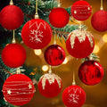 Red Velvet Christmas Ball Ornaments Set - 12 Pcs 3.15 Inch Flocked Holiday Decor