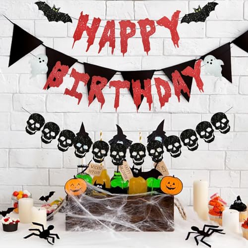 Halloween Skull Heart Banner Garland - Spooky Party Decorations