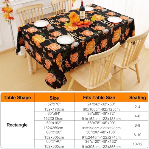 Halloween Waterproof Vinyl Tablecloth 60x102 Black & Orange Flannel Backed