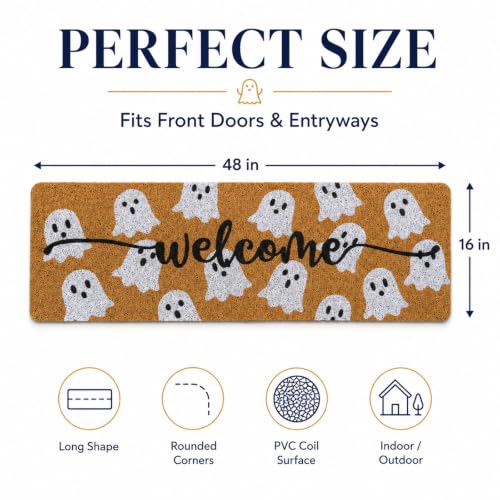 Halloween Ghost Welcome Door Mat 48x16 Inch Non Slip Front Entrance Rug - Variation: Ghost
