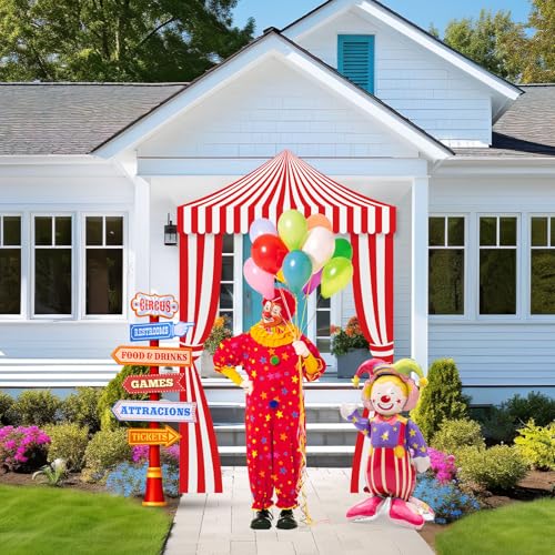Carnival Circus Party Decorations Set with Tent Sign Clowns and Signboards