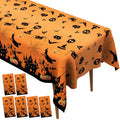 Halloween Plastic Tablecloth Set - 6 Pcs 54x108 Inch Rectangle Decorations with Castle Bat Pumpkin for Party