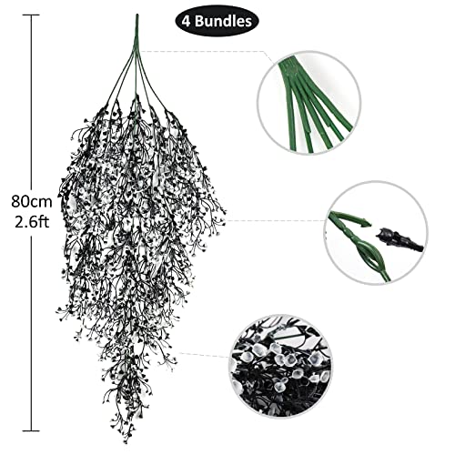 Artificial Hanging Wisteria Plants Set - Black & White, 4 Pack, 31.5 Inches