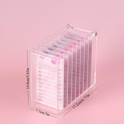 8 Layers Acrylic Eyelash Storage Organizer, Grafting False Eyelashes Display with 8 Pallets, Dustproof Cosmetic Beauty Extension Supplies (Marble Pink)