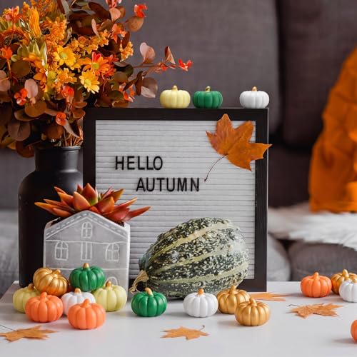 Mini Fall Pumpkins for Crafts and Decorations - 50 Pcs Rustic Resin Set