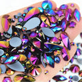 Black AB Flatback Rhinestones 1440pcs Crystal Gems for Crafting Nail Art & DIY Decorations