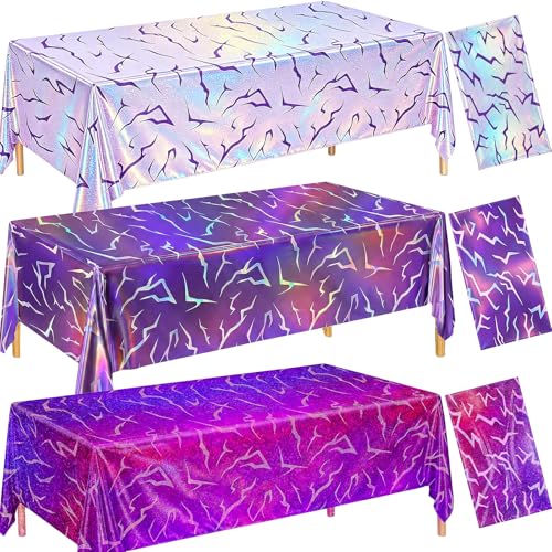 Kpop Table Cloth Set - Pink, Light Purple & Purple Holographic Party Decor