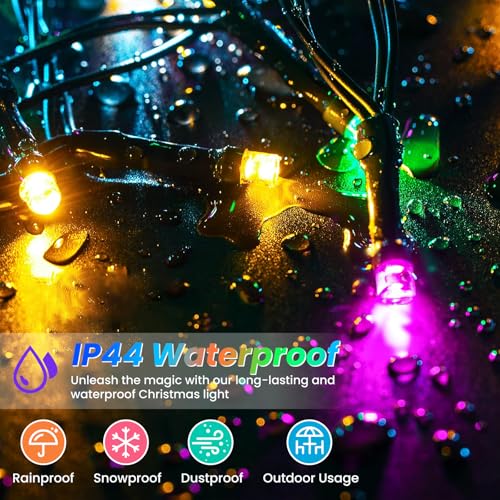 Colorful 32ft LED Christmas Tree Lights - Waterproof Outdoor Fairy String Lights with 8 Modes