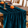 Peacock Blue Velvet Table Runner - Fall Boho Wedding Home Decor - 10ft