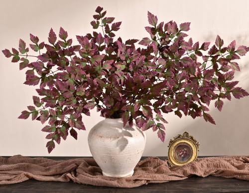 Fall Artificial Floral Stems 36 Inch with Ombre Green & Purple - 6 Pack, Realistic Autumn Decor for Vases and Arrangements
