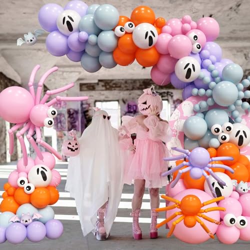 Halloween Spider Balloons Arch Kit with Colorful Latex & Foil Balloons - Candy Spider Variation