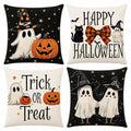 Black Halloween Pillow Covers 18x18 Set of 4 - Spooky Fall Home Decor