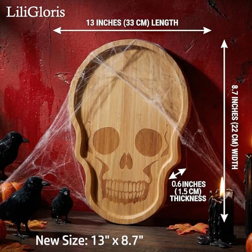 Large Bamboo Halloween Skeleton Cheese Cutting Board - Spooky Serving Platter, Thanksgiving & Christmas Decor - Variation 1