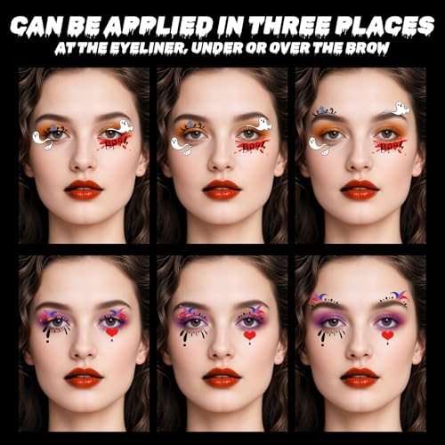 Halloween Eye Shadow Temporary Tattoos Kit - Colored, 20 Pairs, Waterproof