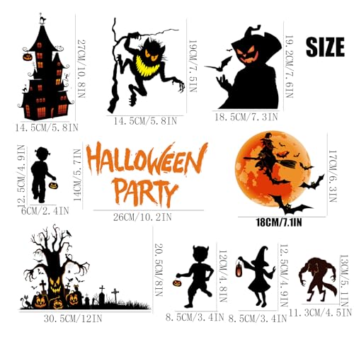 Halloween Window Clings Decorations Scary Monster Stickers - Halloween-Red Variation