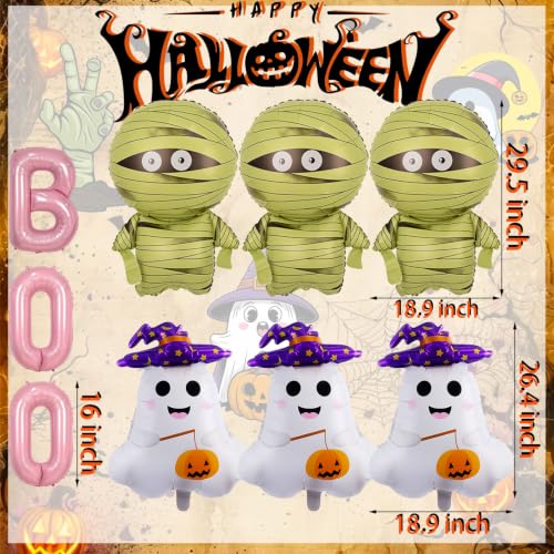 Halloween Party Decorations Balloons Set - Pink Letters Mummy Ghost - Balloon-1