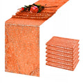 12 x 72 Inch Orange Sequin Table Runner Set of 6 - Elegant Home & Party Décor