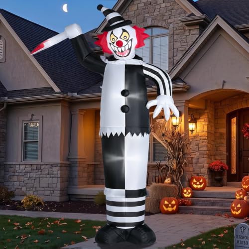 12FT Halloween Inflatable Clown with LED Lights - White Version Outdoor Yard Decor