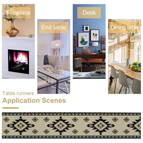 Aztec Table Runner Black-aztec 13x108in Ethnic Tribal Decor for Indoor Outdoor Dining