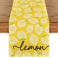 Yellow Leaves Lemon Summer Table Runner 13x36 Inch - Seasonal Kitchen Dining Decor