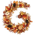 6ft Fall Garland with Lights and Pumpkins - Brown Autumn Decor