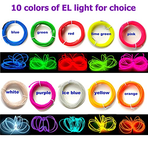 3 M Fluorescent Green EL Wire with Controller Waterproof Flexible Light Strip - DIY Costume & Party Decor