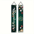 Multicolor 12x71 Inch Christmas Birthday Porch Banner with Pine Branches - Believe