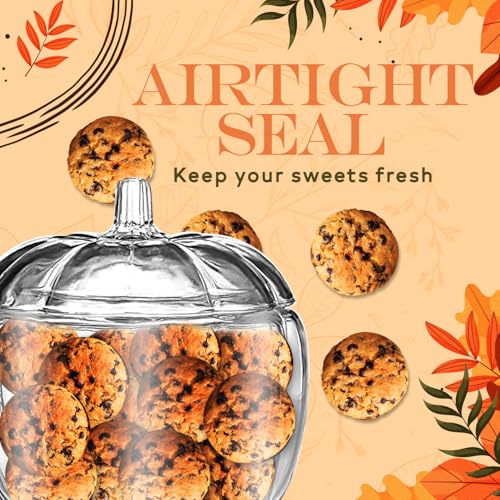 Large Glass Pumpkin Candy Jar with Lid – Fall Decor & Treat Storage