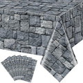 6 Pcs Stone Wall Plastic Tablecloths - Medieval Castle Party Decorations 54x108 Inches