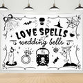 Wedding & Halloween Backdrop - Love Spells & Wedding Bells Decoration - 7x5ft Polyester