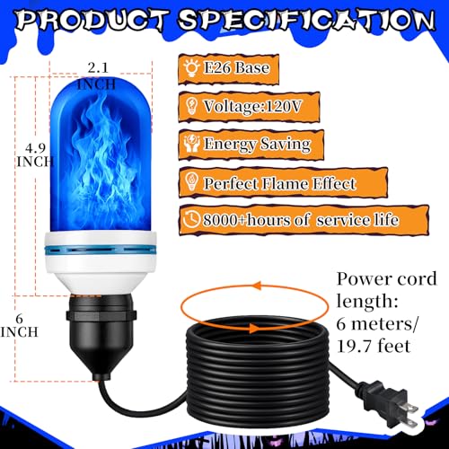 Blue Halloween Skeleton Lighting Kit with 4 Modes - 19.7FT Flame LED Bulb