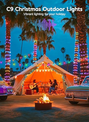 RGB C9 Outdoor Christmas String Lights 66Ft 100 LED Smart App & Remote