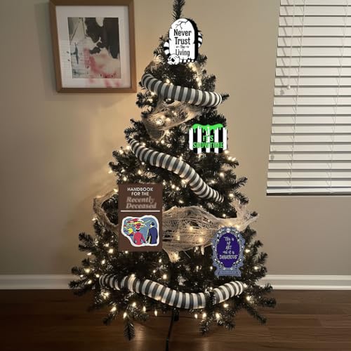 95 Inch Sandworm Tree Ornament Decorations with Warning Cards - White Black Variation