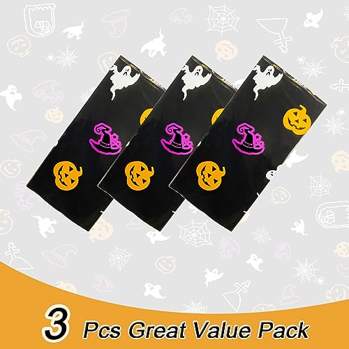 Halloween Spider Web Tablecloth Pack - 54 x 72 Inch Plastic Rectangles for Party Decor