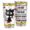 Humorous True Crime Scene Black Cat Tumbler - 20oz Stainless Steel with Lid