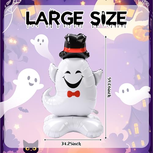 Halloween Ghost Balloons Set - 2 Large Foil Balloons, 59 Inch Ghost Decorations