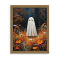 Ghost Flowers Fall Wall Art Canvas - Framed Autumn Forest Halloween Decor 8x10 Inch