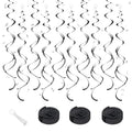 Black Hanging Swirl Party Decorations 30 Pack - Double Spiral Ceiling Streamers