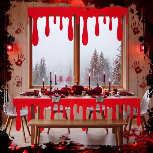 Halloween Felt Banner Decoration Set - 12 Red Felt Garlands for Party & Mantle Decor