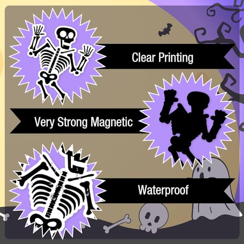 Halloween Refrigerator Magnets Skeleton Set - 16 Assorted Metal Stickers for Kitchen & Home Decor