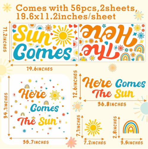 Here Comes The Son Stickers Baby Shower Party Decals Sun Theme Gender Reveal Backdrop - Sun 2
