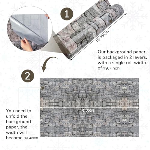 Stone Wall Tablecloth Roll 164ft x 39.4in Medieval Halloween Party Decor