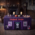 Halloween Haunted House Tablecloth - Large 67x25.5x40 Inch, Black, Classic Theme